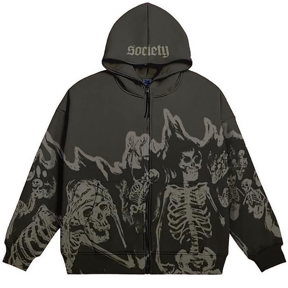 Hoodie Vintage Oversized Jacket Goth Harajuk Grunge Sweatshirt for Men and Women